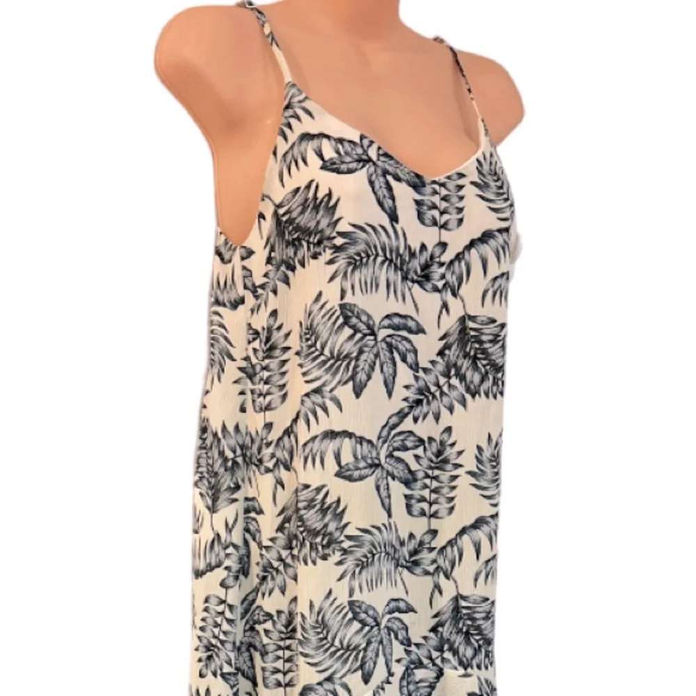 Palm Frond Shift Ruffle Hem Leaf Print HYVFE Maxi Vacation Cruise Sun Day Dress - Picture 11 of 16